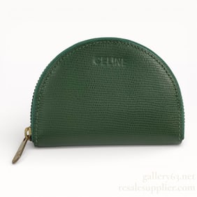 Celine Half Moon Leather Coin Case Green