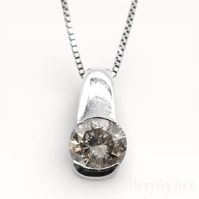 1 Carat Natural Diamond Solitaire Pendant in Platinum on Platinum Chain