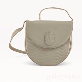 Vintage YSL Yves Saint Laurent Cassandra Logo Ivory Color Leather Shoulder Bag