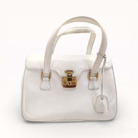 Vintage Gucci Lady Lock in White Patent Leather w/ Gold Hardware