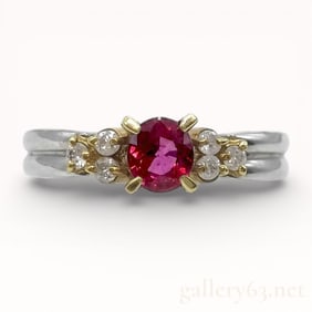 Ruby & Diamond Platinum & Gold Pinky Ring sz 2.5