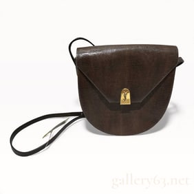 Vintage YSL Yves Saint Laurent Brown Lizard Skin Leather Shoulder Bag