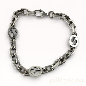 Gucci 925 Sterling Silver GG Interlocking Chain Bracelet