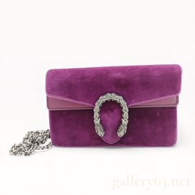 Gucci Dionysus Purple Velvet and Leather Ruthenium Chain Shoulder Bag