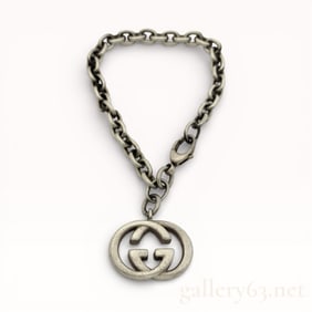 Gucci Sterling Silver GG Logo Charm Bracelet 6.25 in