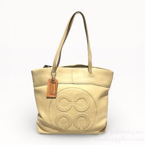 Coach Julia Op Art Perry Tote Bag Butter Yellow