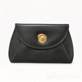 Vintage Cartier Panthere Black Leather Gold Hardware Coin Purse