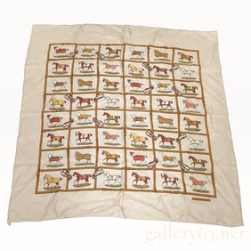 Hermès "Petits Chevaux" silk scarf designed by Jacques Eudel 70cm