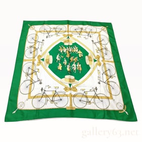 Hermès "Les Bécanes" silk scarf by Hugo Grygkar, 90 cm