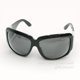 BVLGARI Black Acetate Rhine Stone Palladium Over Size Sunglasses