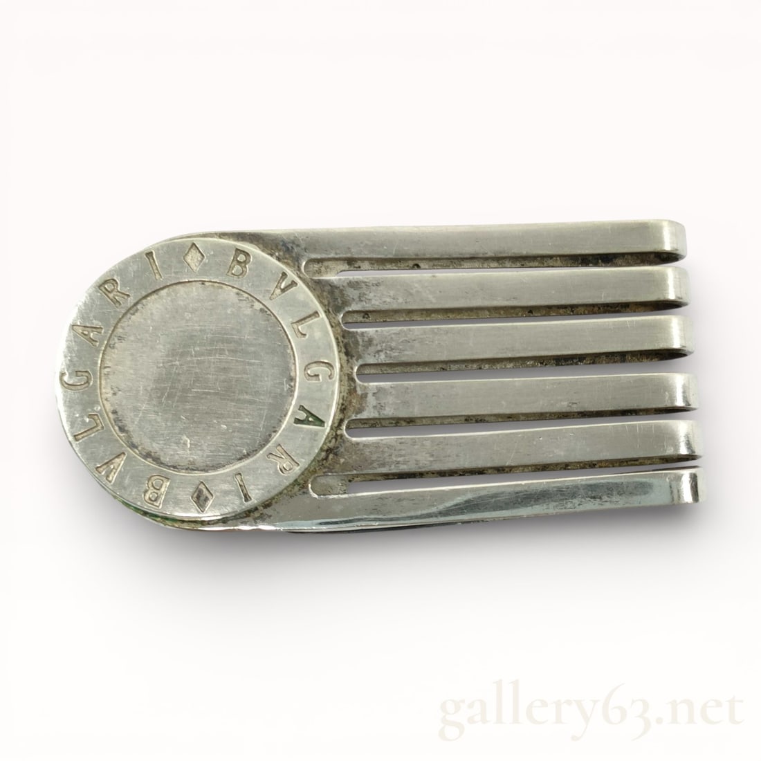 Bulgari 925 Sterling Silver Money Clip: Bvlgari 925 sterling silver marked Bulgari logo money clip. 