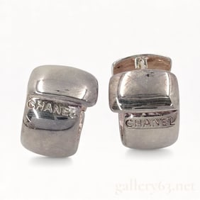 Chanel Sterling Silver Huggie Earrings