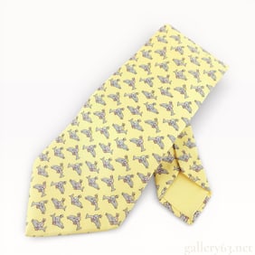 Hermès Yellow Dolphin Pattern Silk Tie