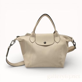 Longchamp Leather Le Pliage Cuir Top Handle Bag