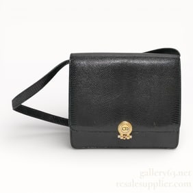 Dior Black Lizard Leather Shoulder Bag