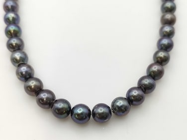 Black Tahitian Pearl Necklace with Sterling Silver Clasp