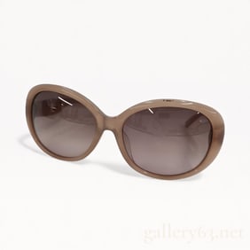 Salvatore Ferragamo Beige Acetate Frame Gold Hardware Sunglasses w/ Box