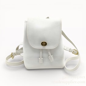 Coach White Leather Turnlock Rucksack Backpack