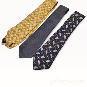 Chanel And Celine Silk Tie Lot Of 3 - 2 Chanel, 1 Celine