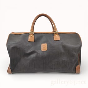 Bally Leather and Canvas Embossed Bally Logo Duffle Bag Boston Bag