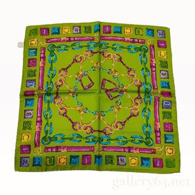 Gucci Horsebit Chartreuse 100% Silk Scarf 45cm