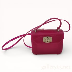 Furla Micro Candy Red Rubber 2 Way Shoulder Bag with Palladium Hardware