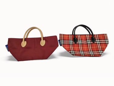 2 Burberry Nova Check Nylon Tote Bags