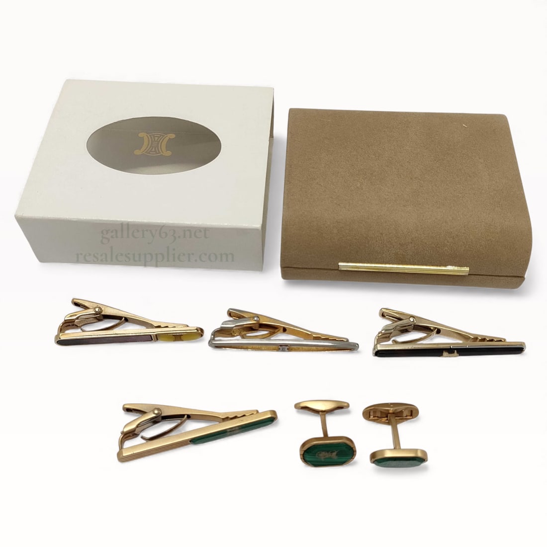 Celine Macadam Tie Pin and Cufflinks Set with Presentation Boxes (1 of 7)