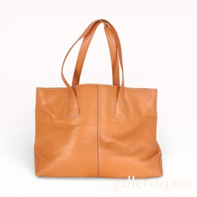 Tods Orange Calfskin Leather Tote Bag Shoppers Bag