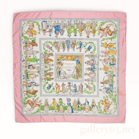 Uncommon Hermès Costumes Civils Actuels 90 cm silk scarf in pink