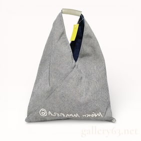 MM6 Maison Margiela Reversible Grey Denim Small Triangle Tote