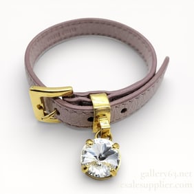 MIU MIU Leather Crystal Charm Bracelet