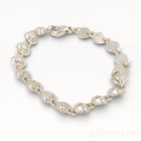Tiffany & Co. Heart Padlock Lock Key Link Chain Bracelet Silver 925