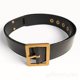 Louis Vuitton Black Patent Belt 36 in w/ Gold Hardware