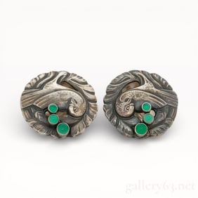 Georg Jensen Bird 66 Brooch 925 Sterling Silver Earrings 15.2g