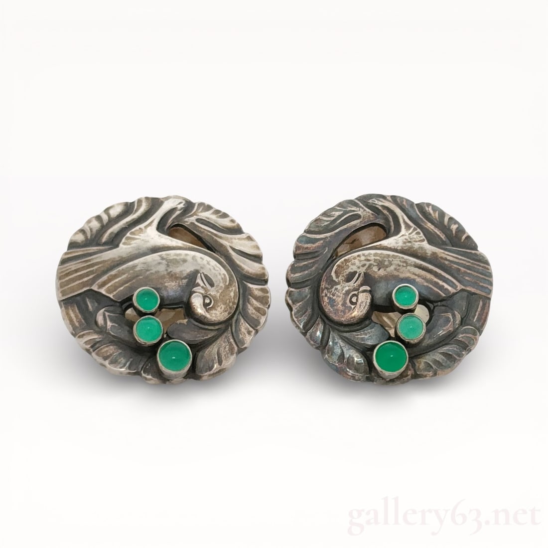 Georg Jensen Bird 66 Brooch 925 Sterling Silver Earrings 15.2g (1 of 8)