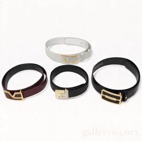 Designer Leather Belt Set of Four Featuring Fendi and Valentino