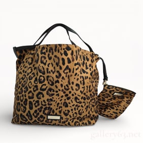 Jimmy Choo Leopard Pattern Nylon Tote Bag w/ Companion Bag