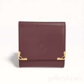 Cartier Paris Red Leather and Gold Hardware Coin Purse