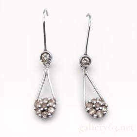Platinum and Natural Earth Mined Diamond Drop Earrings