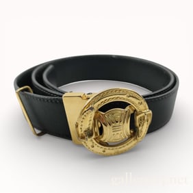 Celine Black Leather and Gold Hardware 27.5 in. Belt