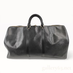 Jumbo Louis Vuitton Black Epi Leather Keepall 55 Duffle Bag