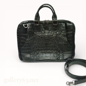Like New Gian Ferrante Black Crocodile Business Bag Shoulder Handbag 2WAY
