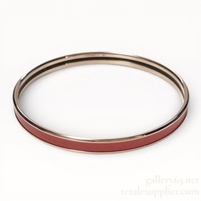 HERMÈS Gold-Plated Pink Enamel Bangle