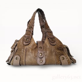 Chloe Silverado Brown Python Tote Bag