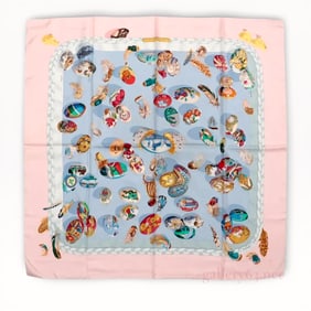 Hermès "Couvée d'Hermès" silk scarf designed by Cathy Latham 90cm