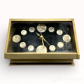 Numastic Coin Clock Ambassador Model 66 1968 Last Silver Coinage Clock with US Silver Coins