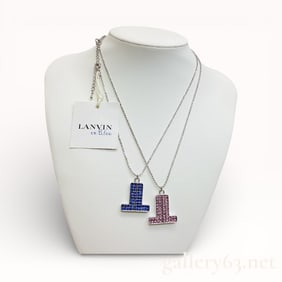 Lanvin Rhinestone Logo Necklace New with Tags
