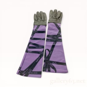 Hermès Vintage Leather and Fabric Long Gloves