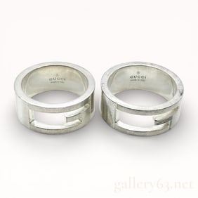 Heavy Pair of Gucci Silver Rings sz 6.5 & 4.75